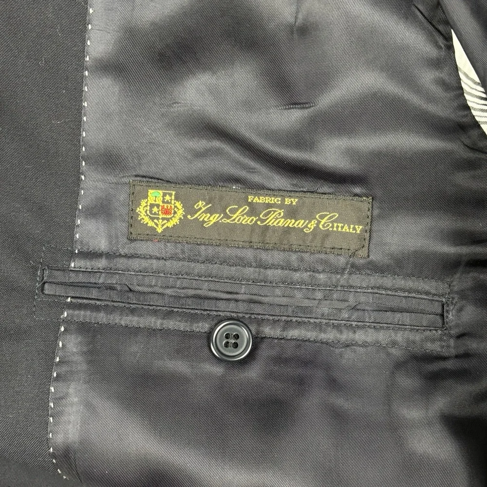 Brooks Brothers Loro Piana Blazer Mens 40R Black Gold Button Brooksease Wool USA